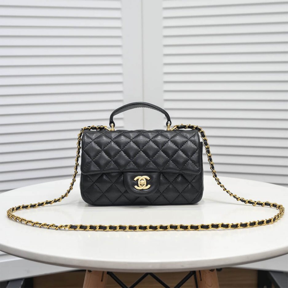 Ch*el mini flap with top handle