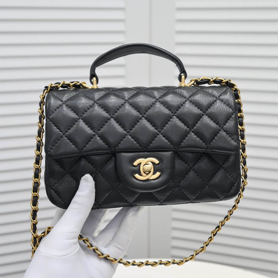 Ch*el mini flap with top handle